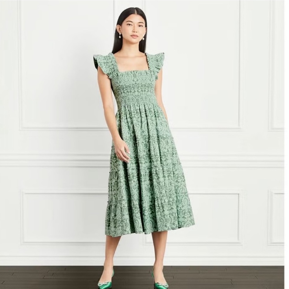 Hill House Ellie Nap Dress in Jacquard Green - Worn once!!